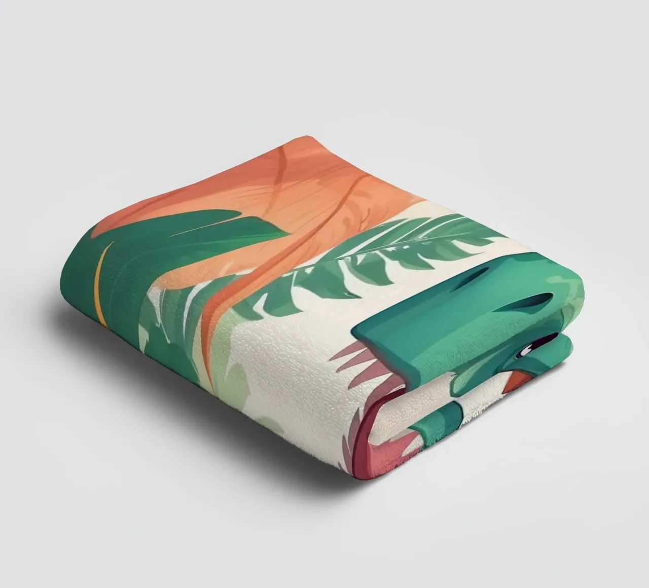 Cute cartoon dinosaur stands in lush greenery towel by DesignDoodle