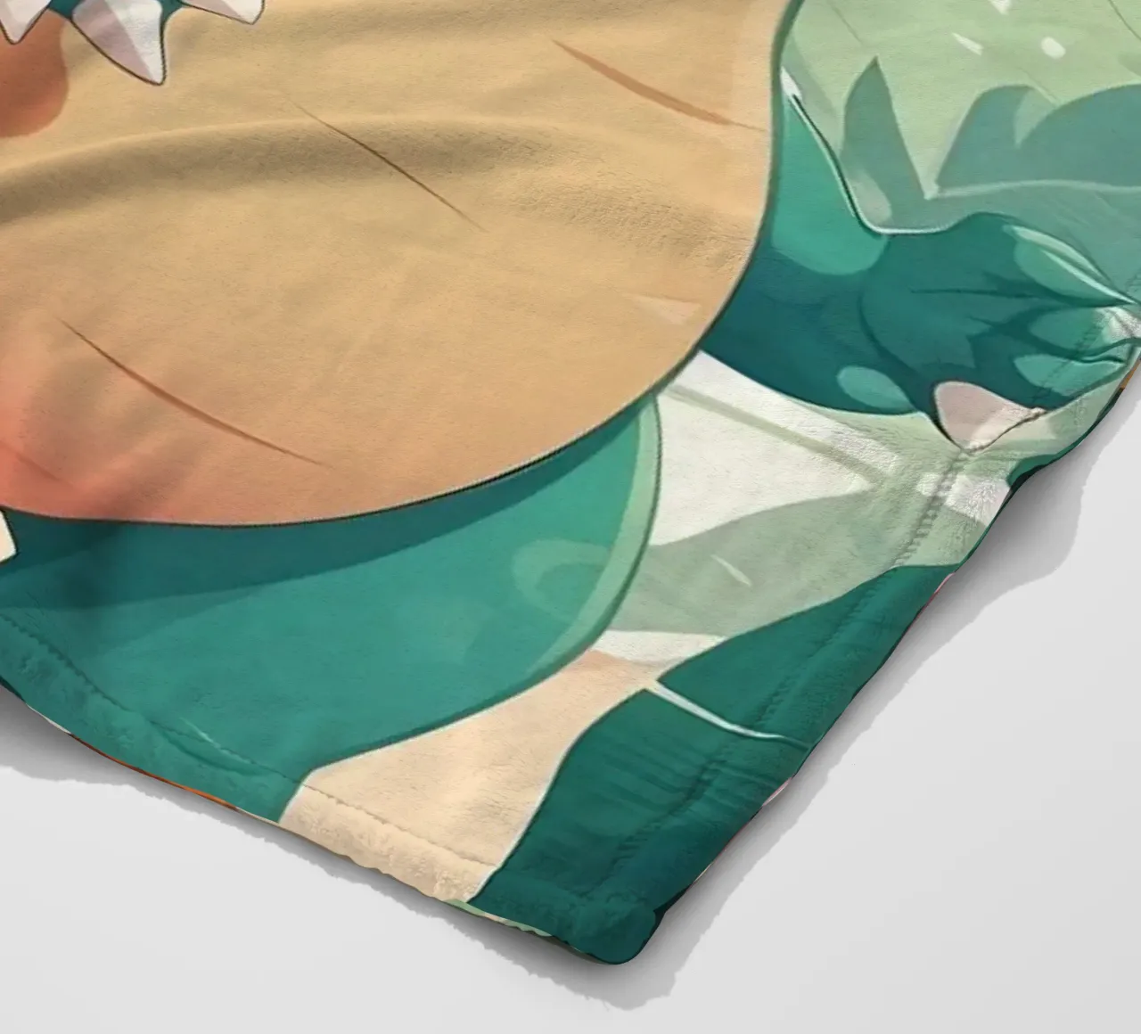 Un simpatico dinosauro dei cartoni animati immerso nel verde coperta in pile da DesignDoodle