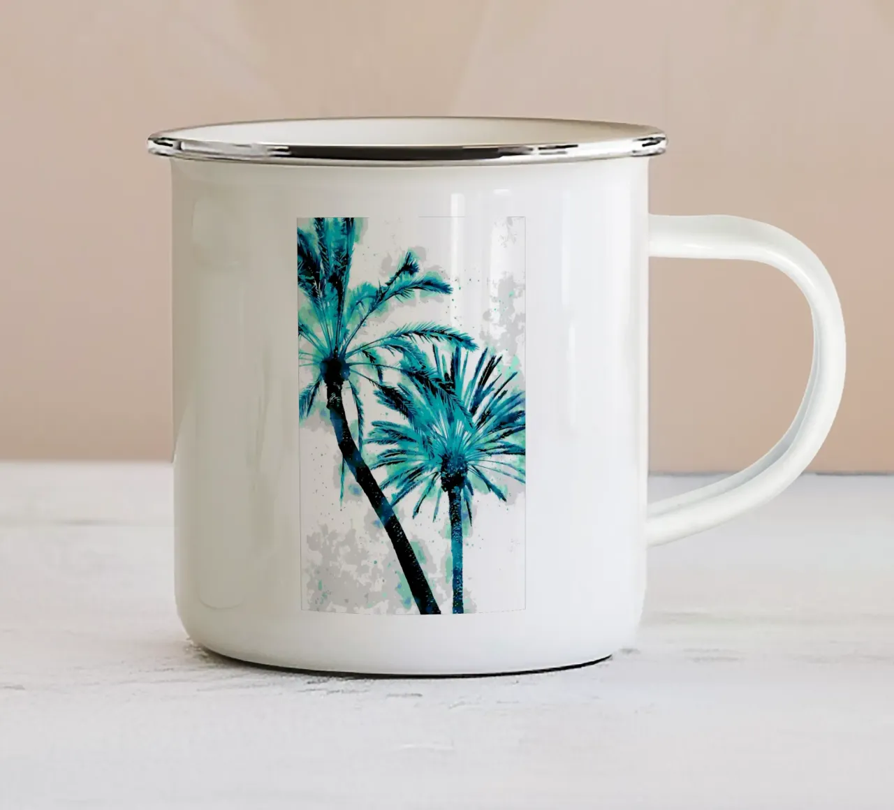 Palme tropicali acquerello tazza in smalto da Matthew Katz