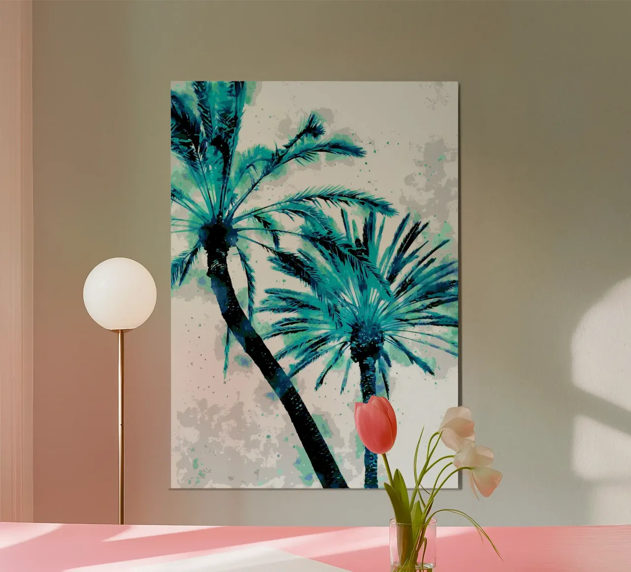 Palme tropicali acquerello poster con telaio in plastica da Matthew Katz