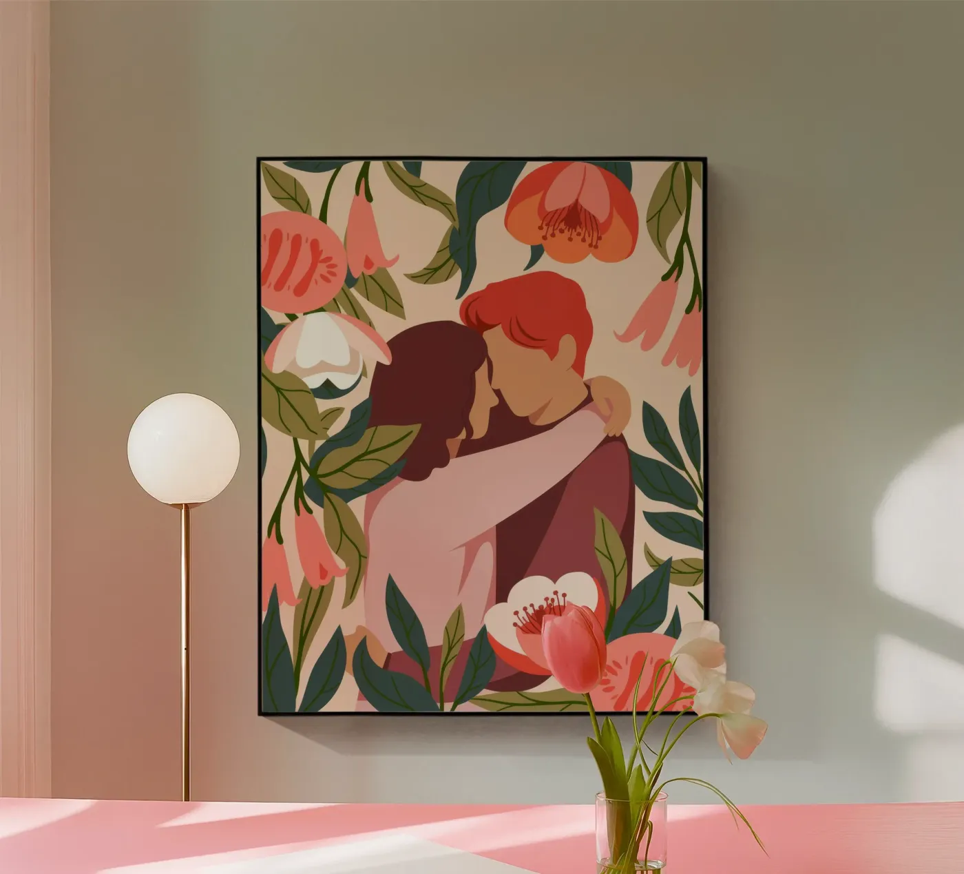 Bacio floreale appassionato plexiglass da Lumina Vision