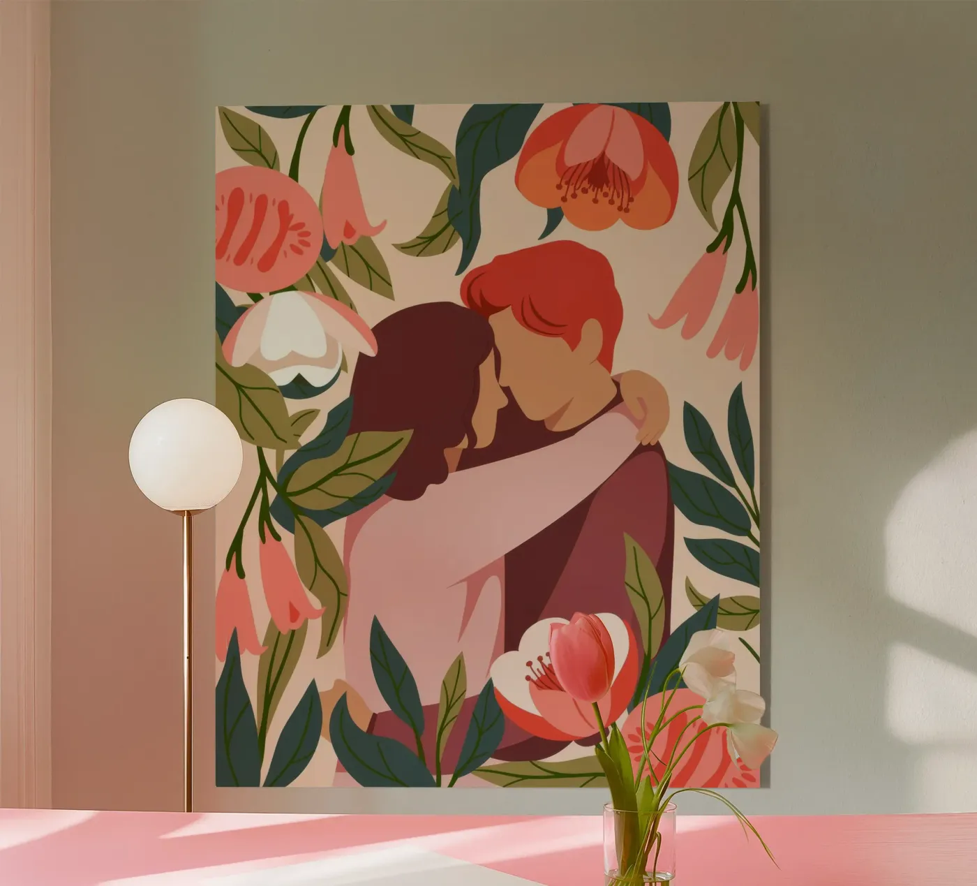 Bacio floreale appassionato plexiglass da Lumina Vision