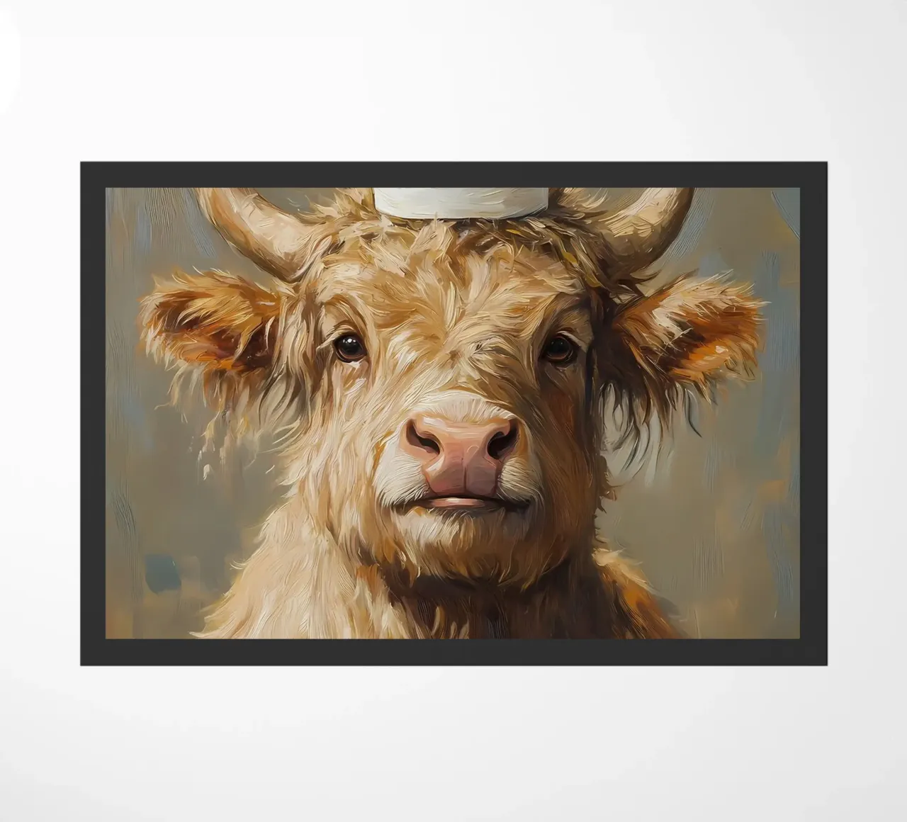 Mucca Highland con carta igienica zerbino da Adrian Patel