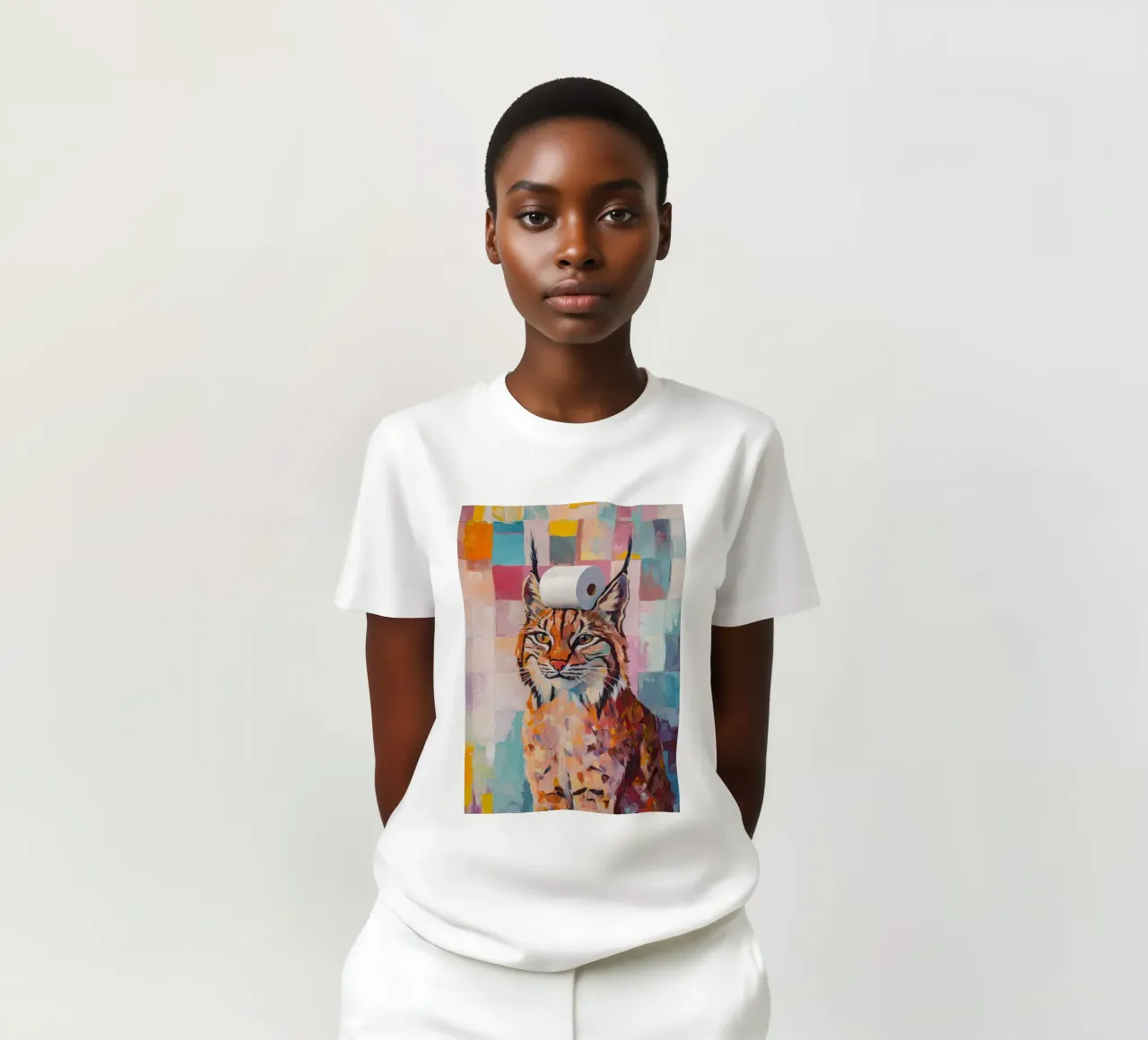 Lynx met toiletpapier t-shirt van Adrian Patel