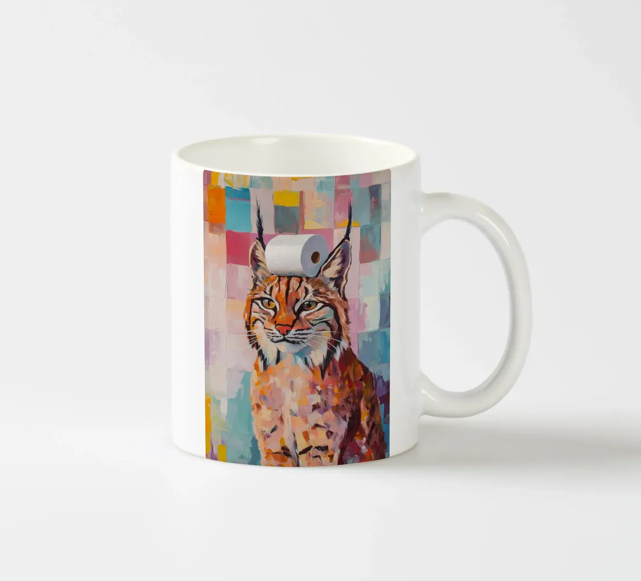 Luchs mit Toilettenpapier Keramik Tasse von Adrian Patel