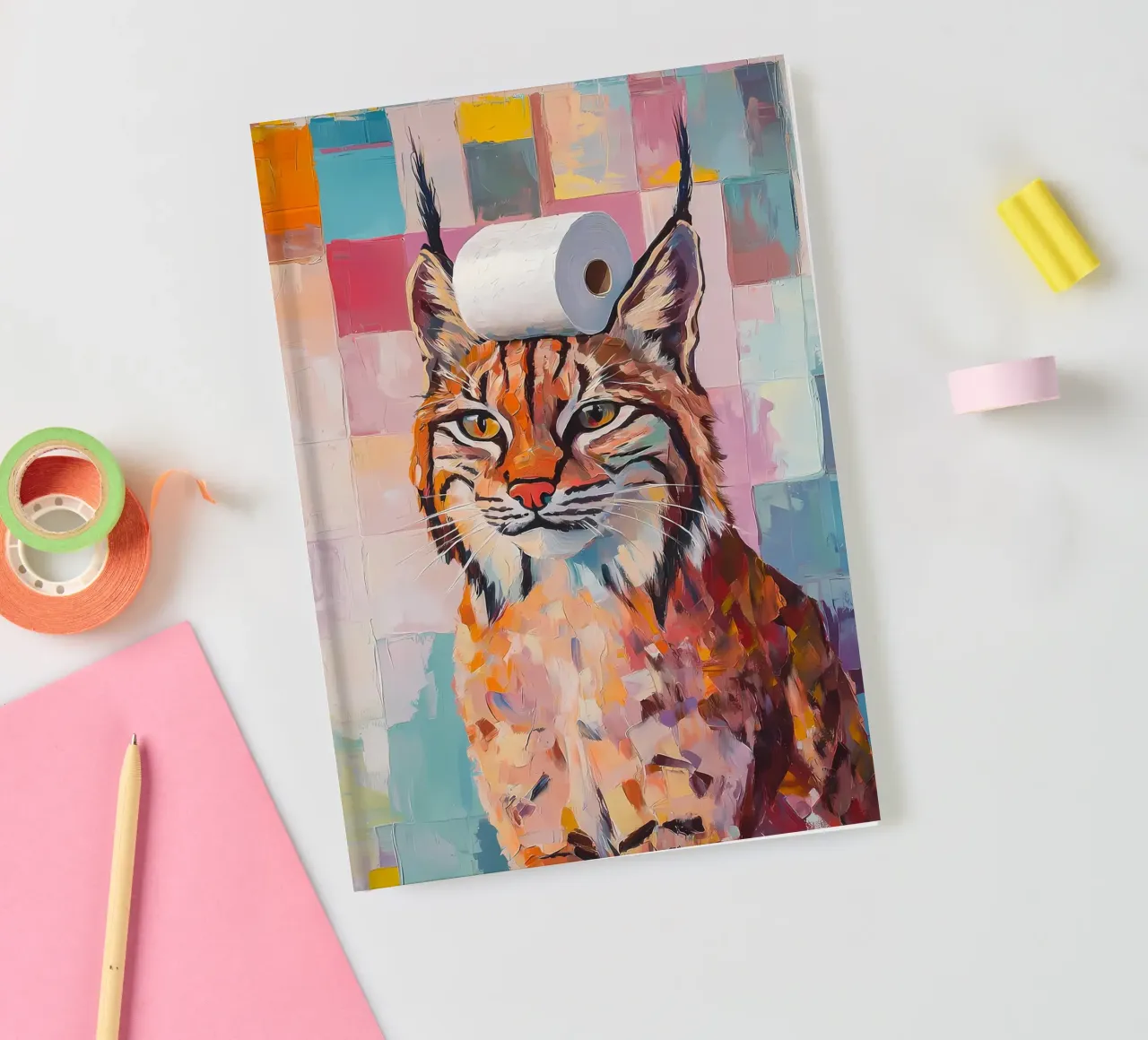 Lynx with Toilet Paper notebook by Adrian Patel