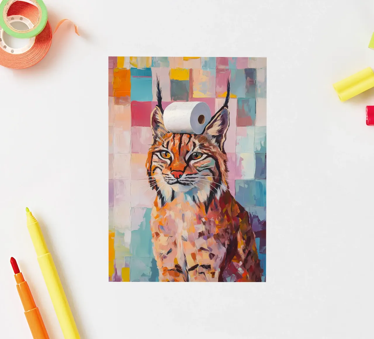Luchs mit Toilettenpapier Sticker von Adrian Patel