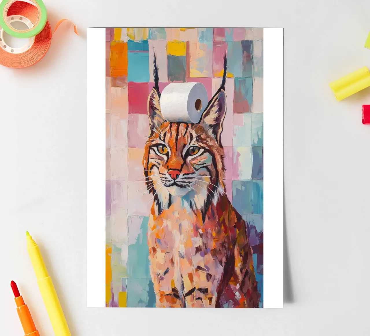 Lynx with Toilet Paper sticker sheet by Adrian Patel
