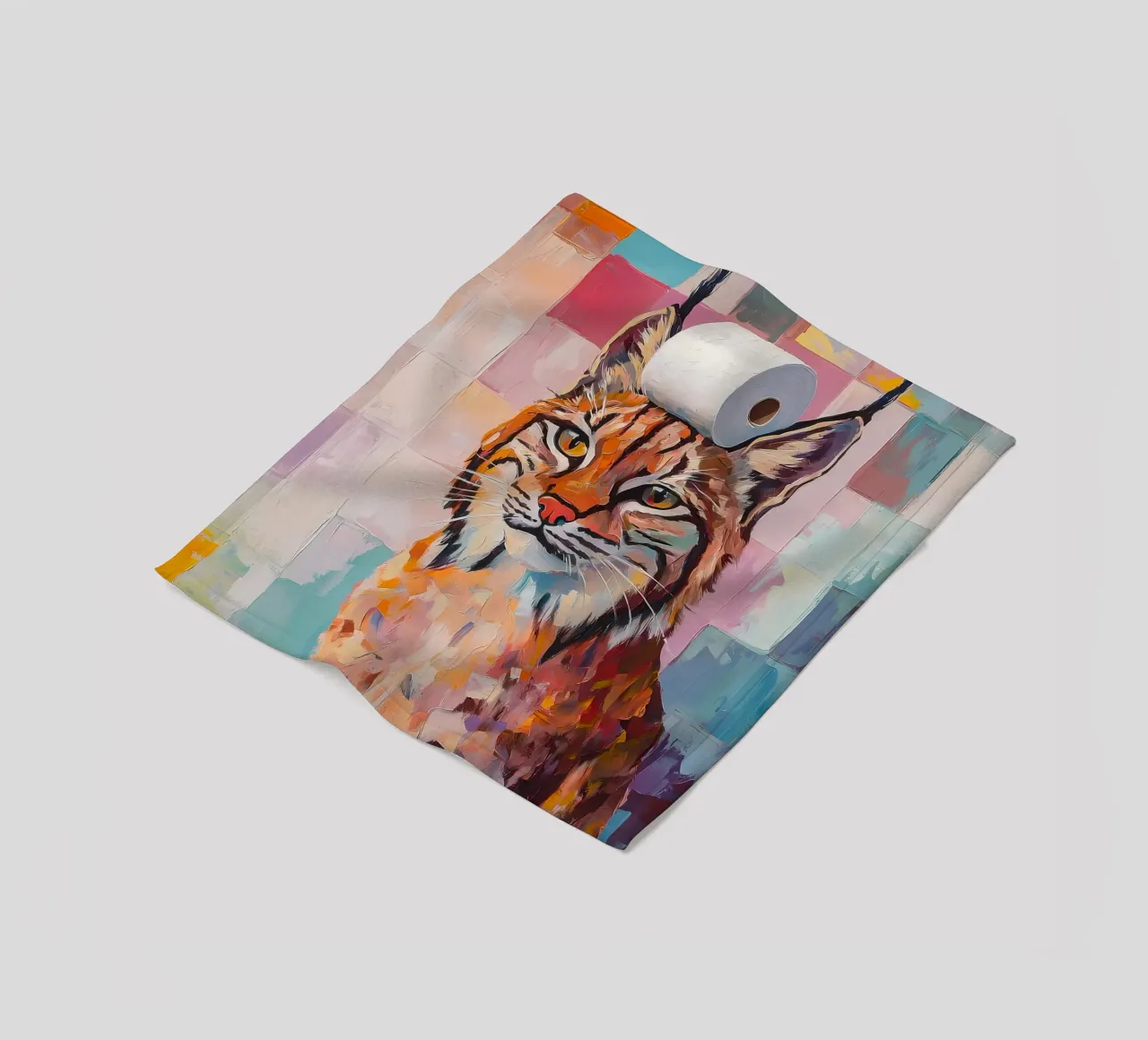 Lynx with Toilet Paper fleece blanket by Adrian Patel