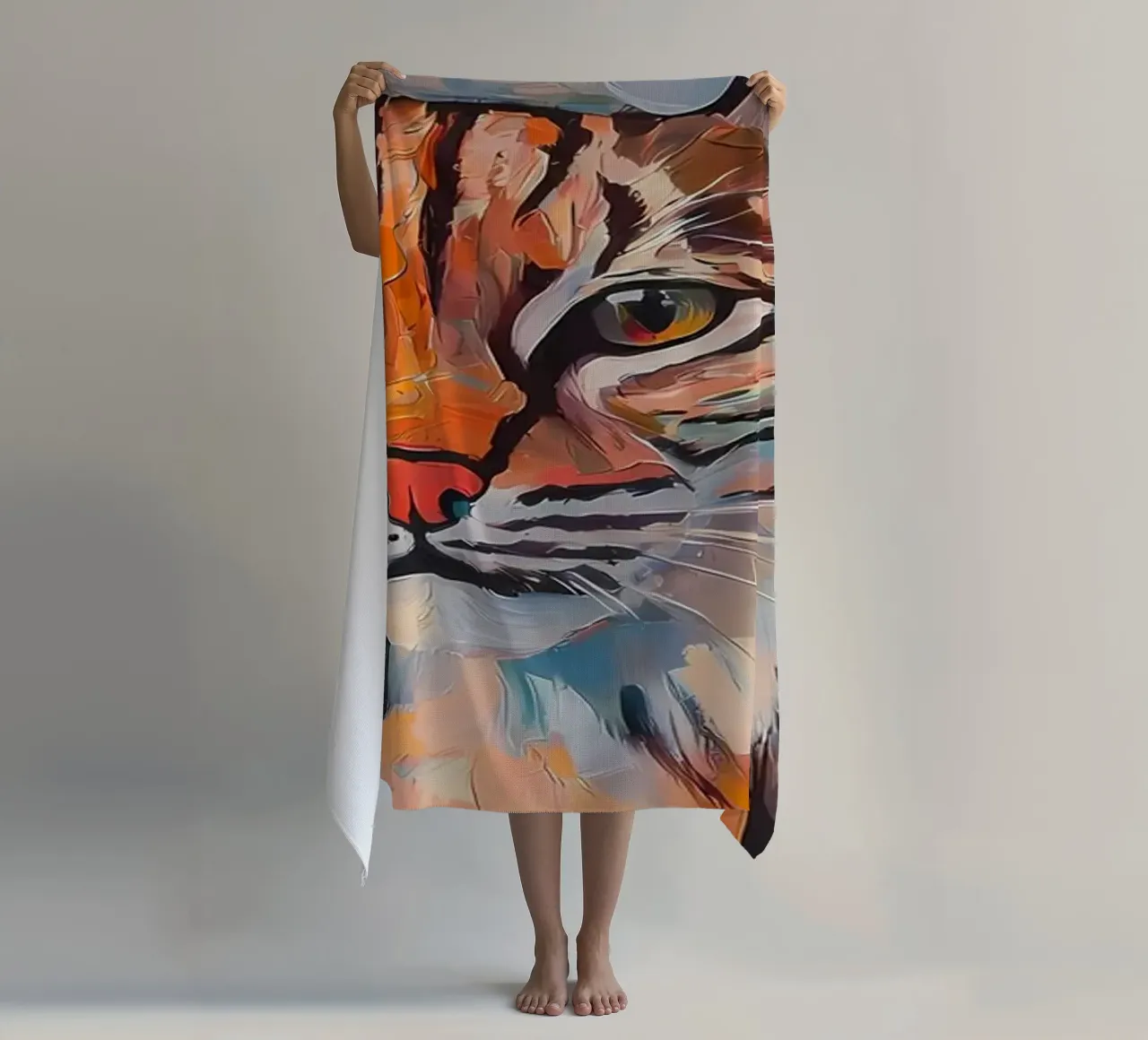 Luchs mit Toilettenpapier Strandtuch von Adrian Patel