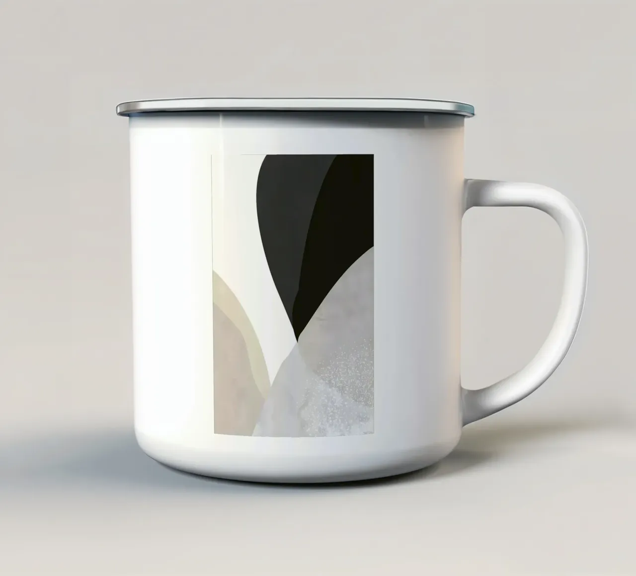 Arte minimalista nero beige tazza in smalto da Aiden Garcia