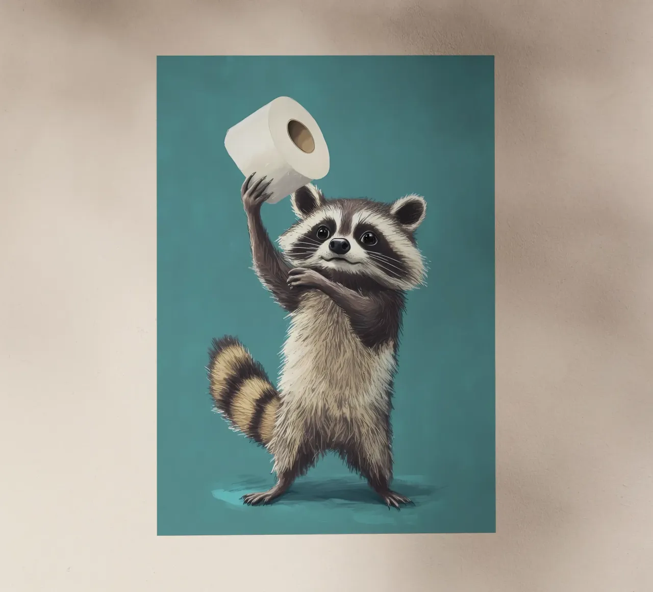 Procione con carta igienica in mano pellicola backlit da Adrian Patel