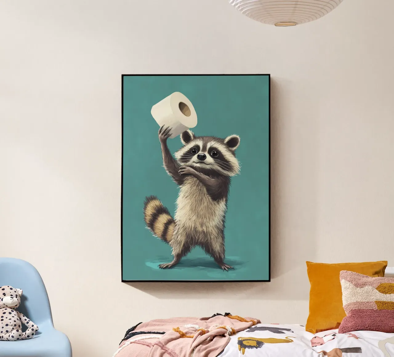 Procione con carta igienica in mano plexiglass da Adrian Patel