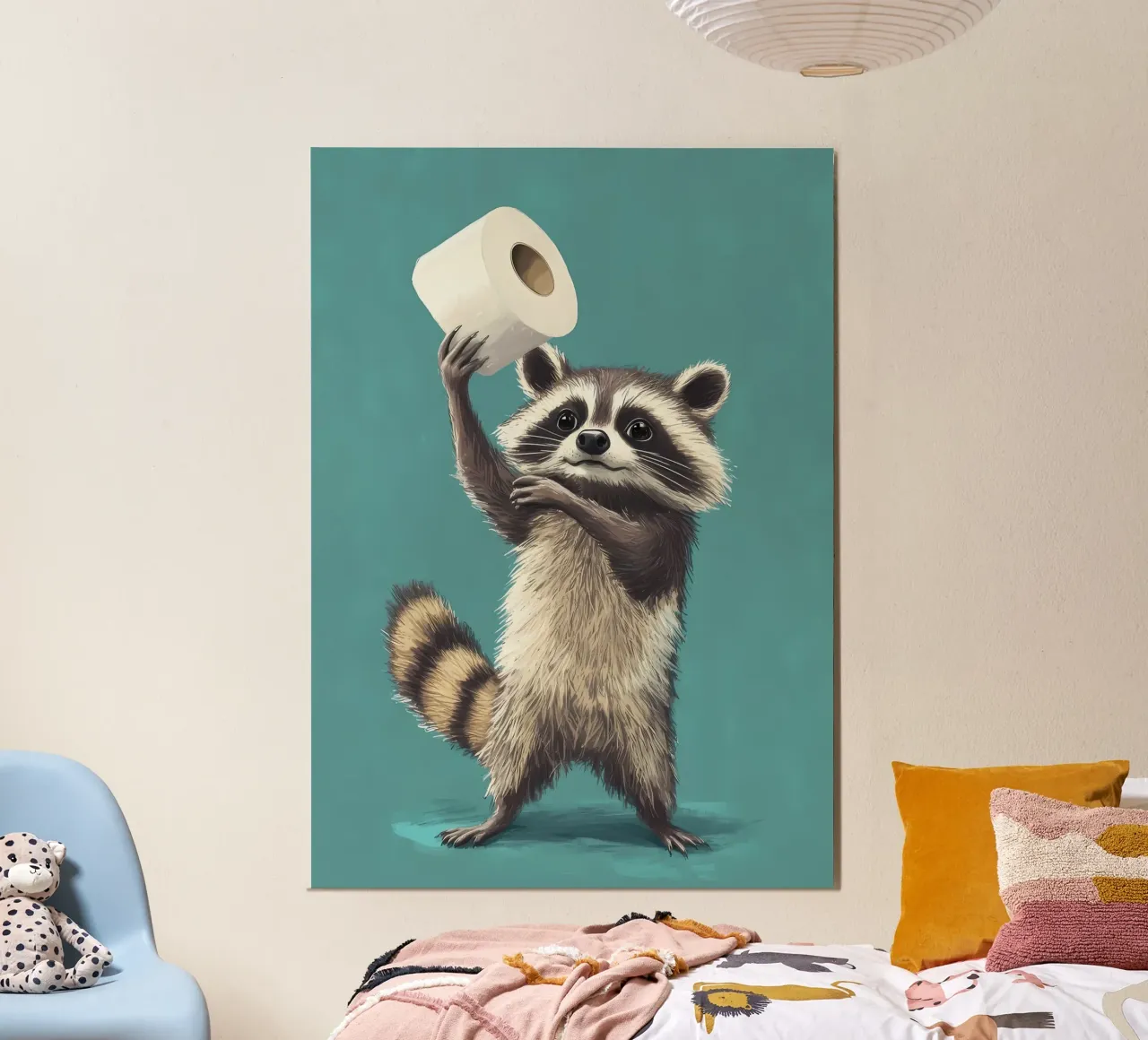 Waschbär hält Toilettenpapier Poster von Adrian Patel