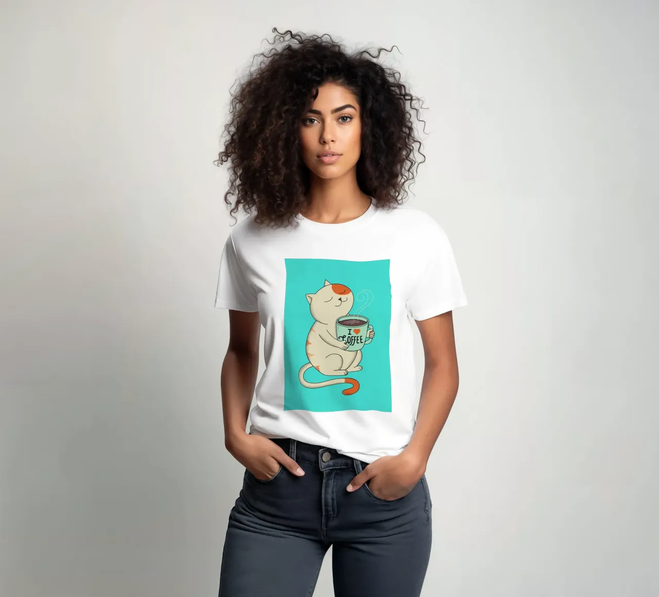 gatto e caffè t-shirt da Bartosz Powalka