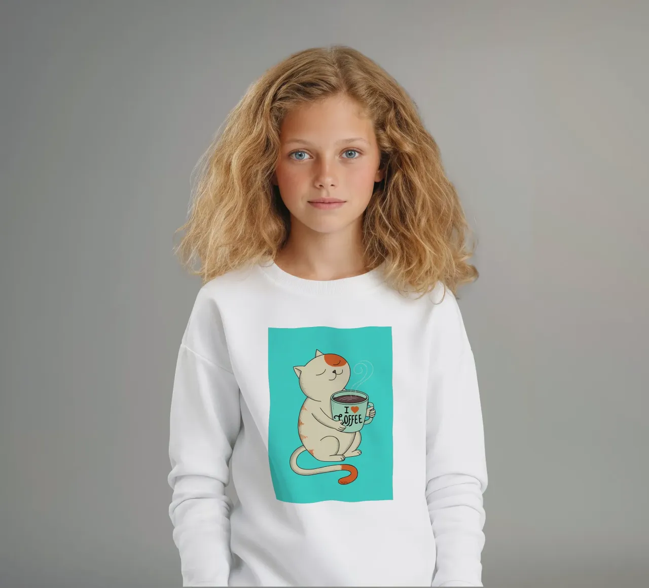 gatto e caffè felpa bambino da Bartosz Powalka
