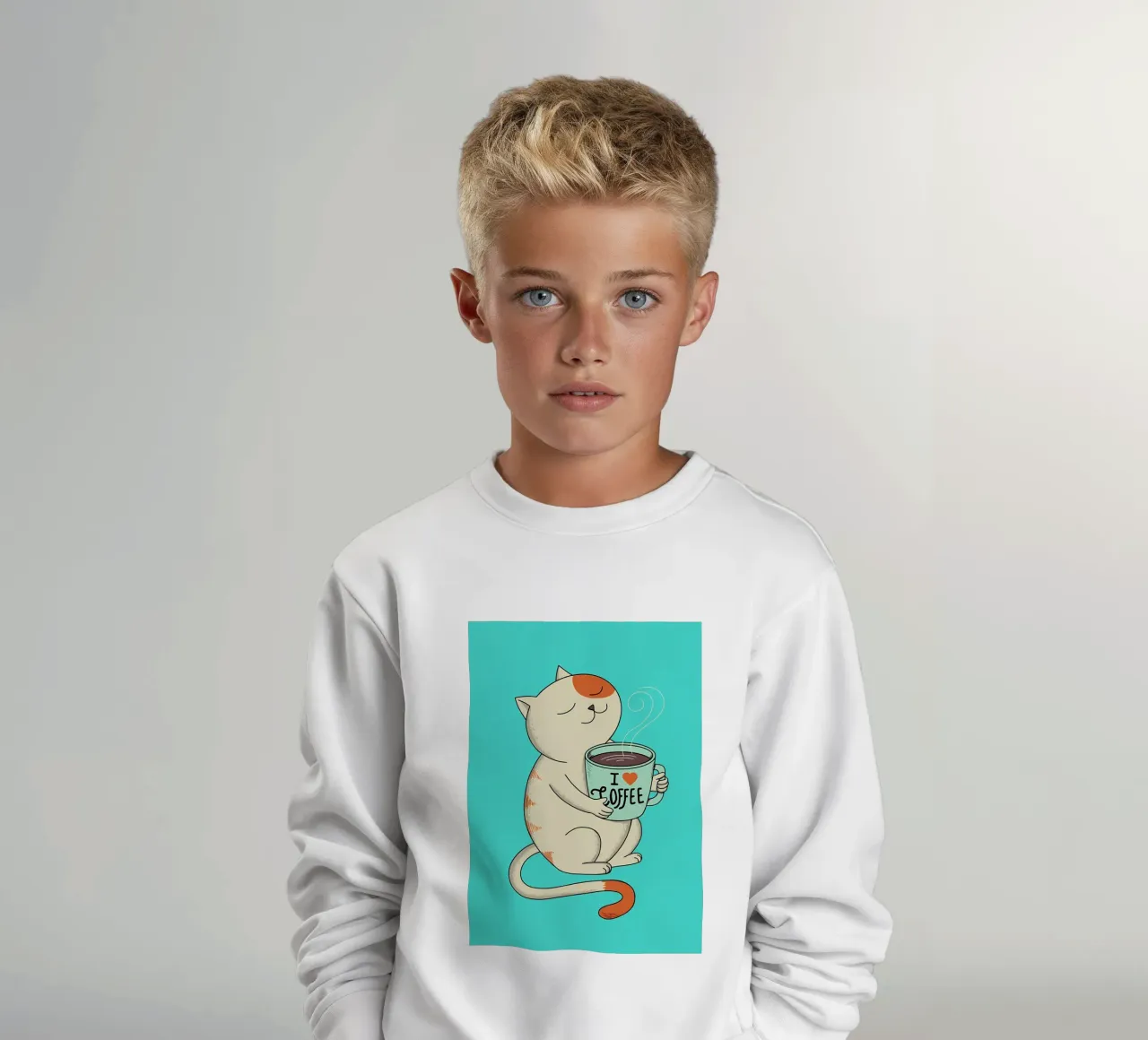 gatto e caffè felpa bambino da Bartosz Powalka