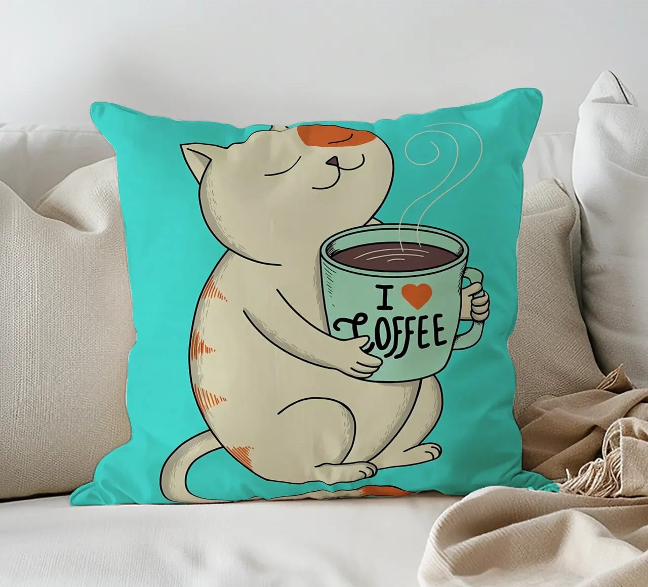 gatto e caffè cuscino da Bartosz Powalka