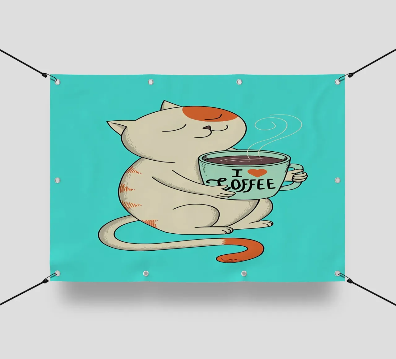 gato y café lonas publicitarias de Bartosz Powalka