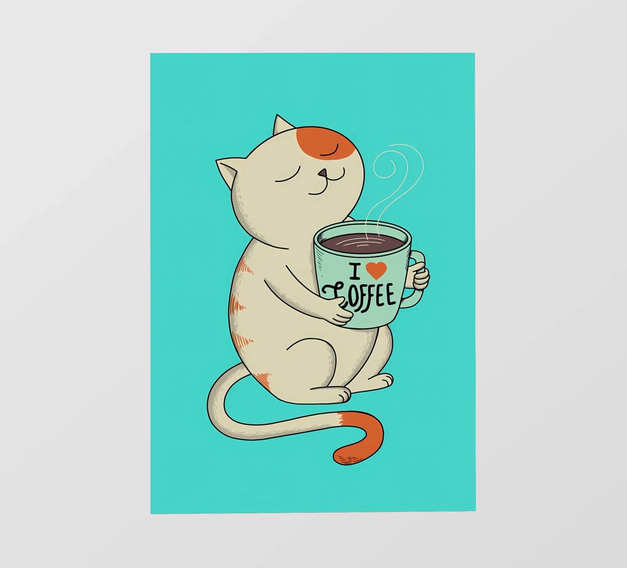 gatto e caffè telo in pvc da Bartosz Powalka