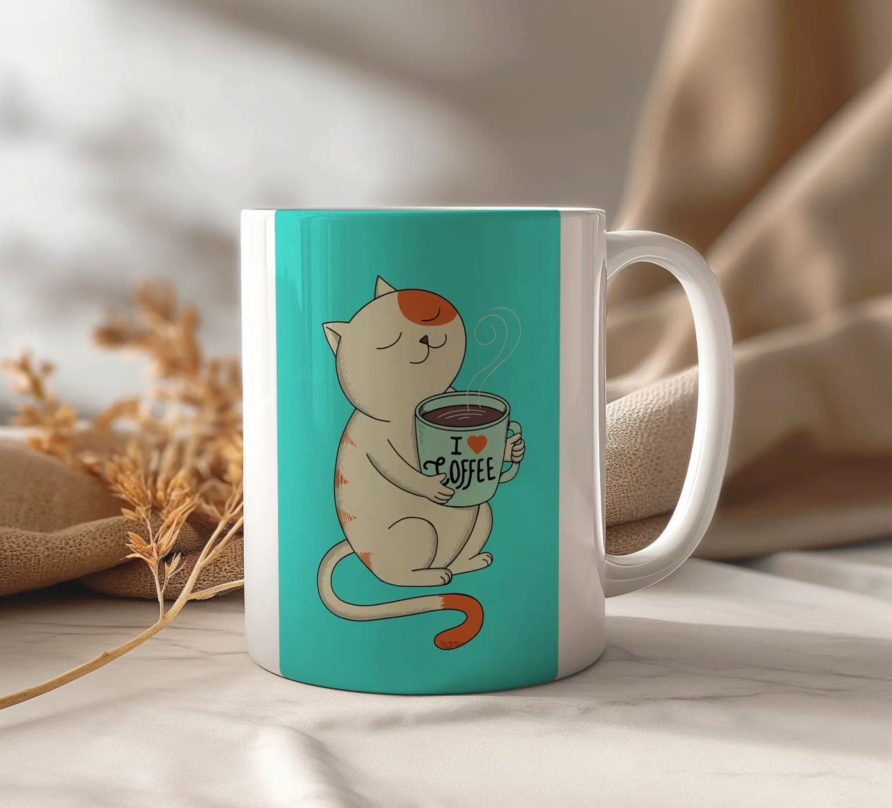 gatto e caffè tazza in ceramica da Bartosz Powalka
