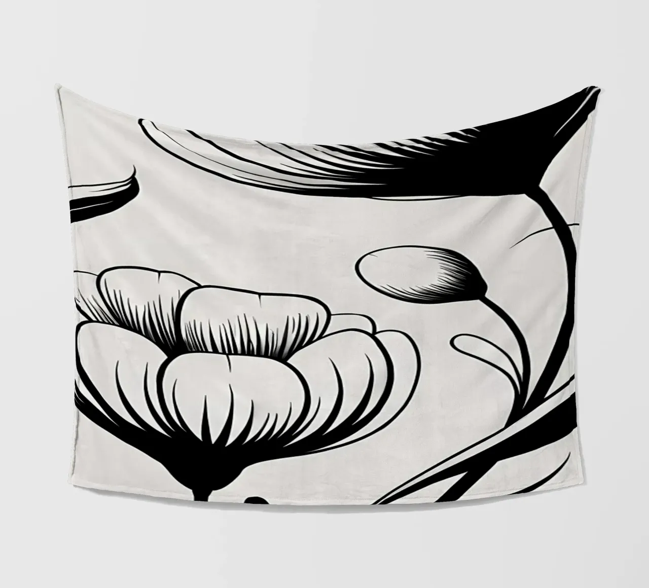 Illustrazione floreale in bianco e nero coperta in pile da Nicholas Campbell