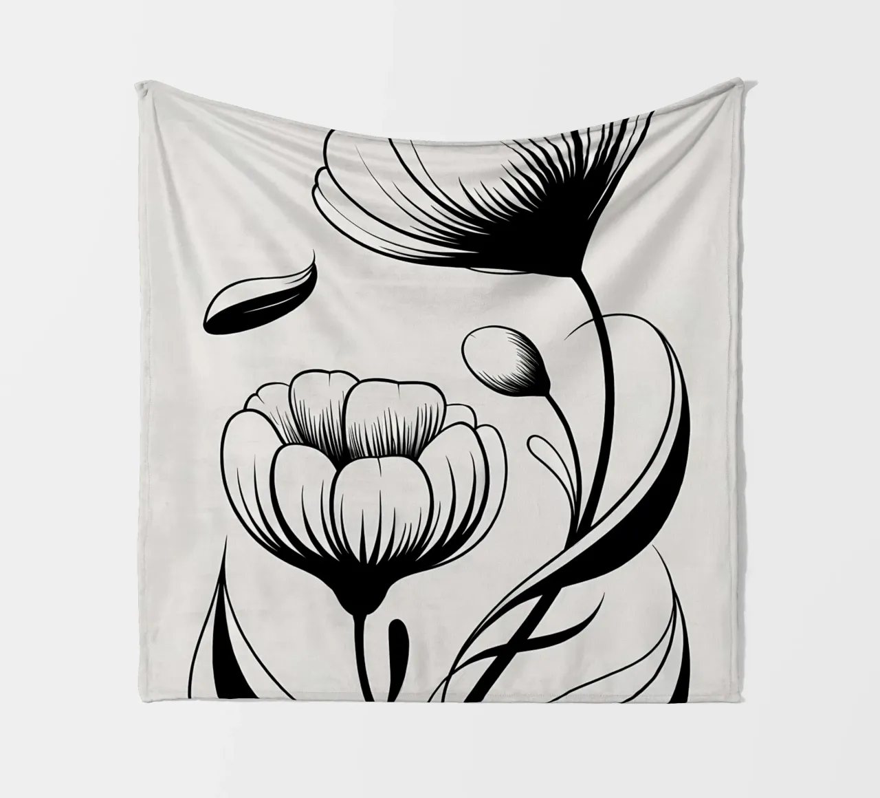Illustrazione floreale in bianco e nero coperta in pile da Nicholas Campbell