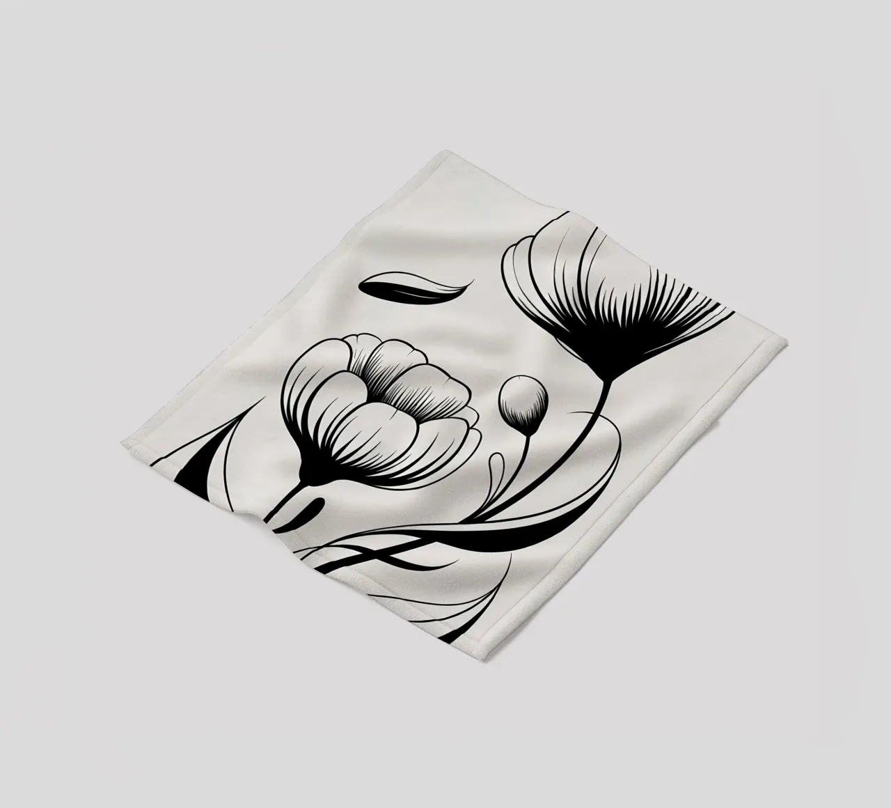 Illustrazione floreale in bianco e nero coperta in pile da Nicholas Campbell