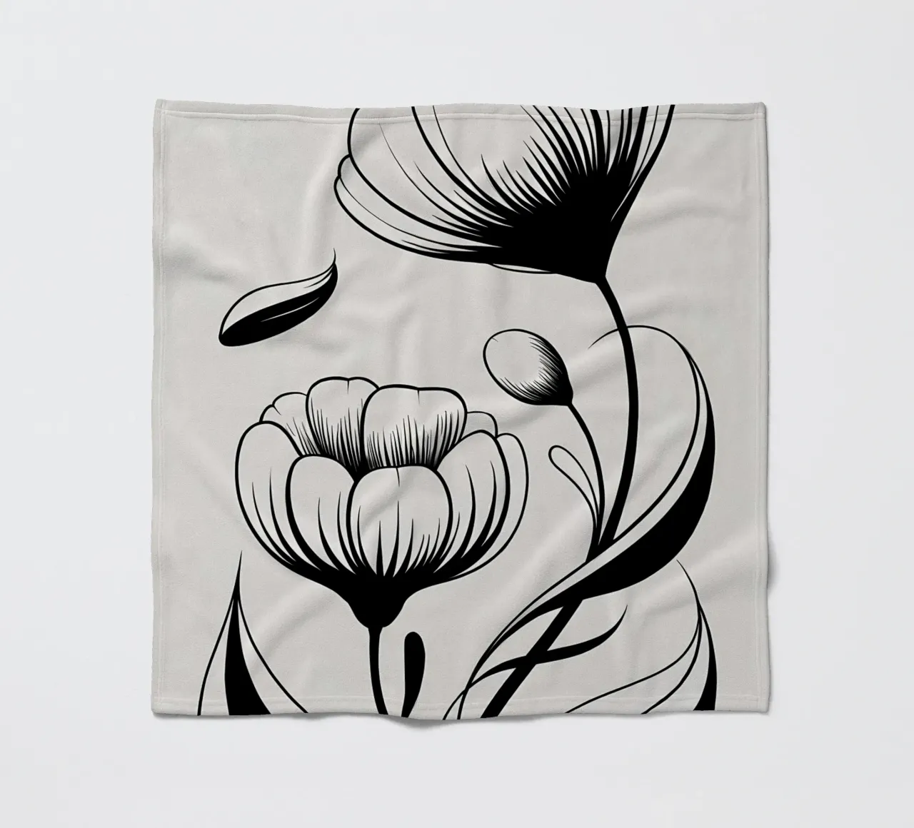 Illustrazione floreale in bianco e nero coperta in pile da Nicholas Campbell