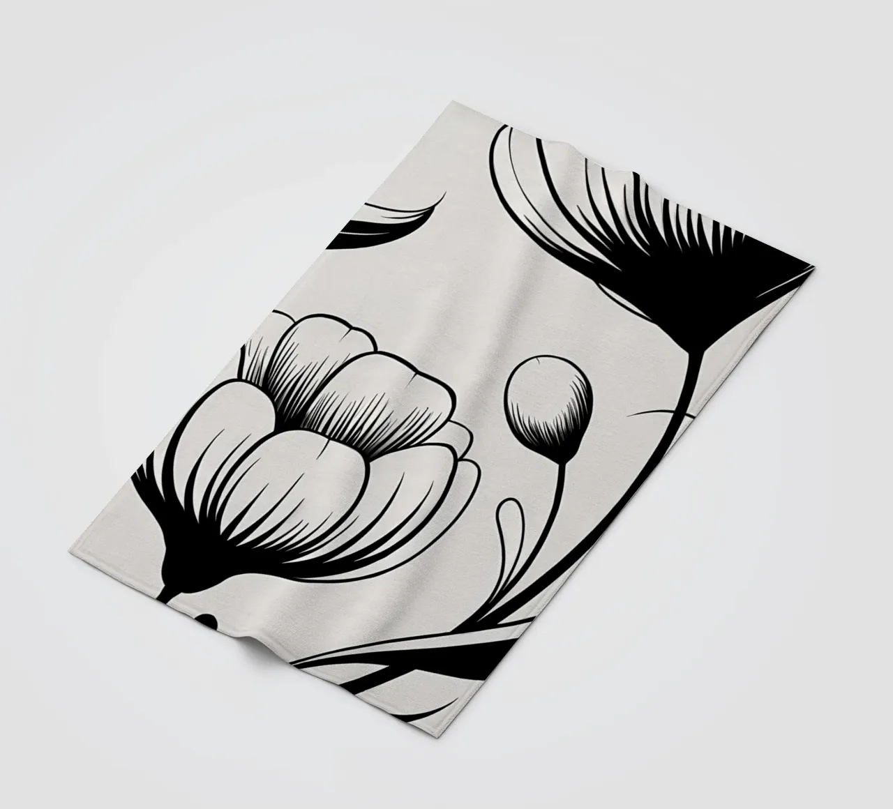 Illustrazione floreale in bianco e nero coperta in pile da Nicholas Campbell