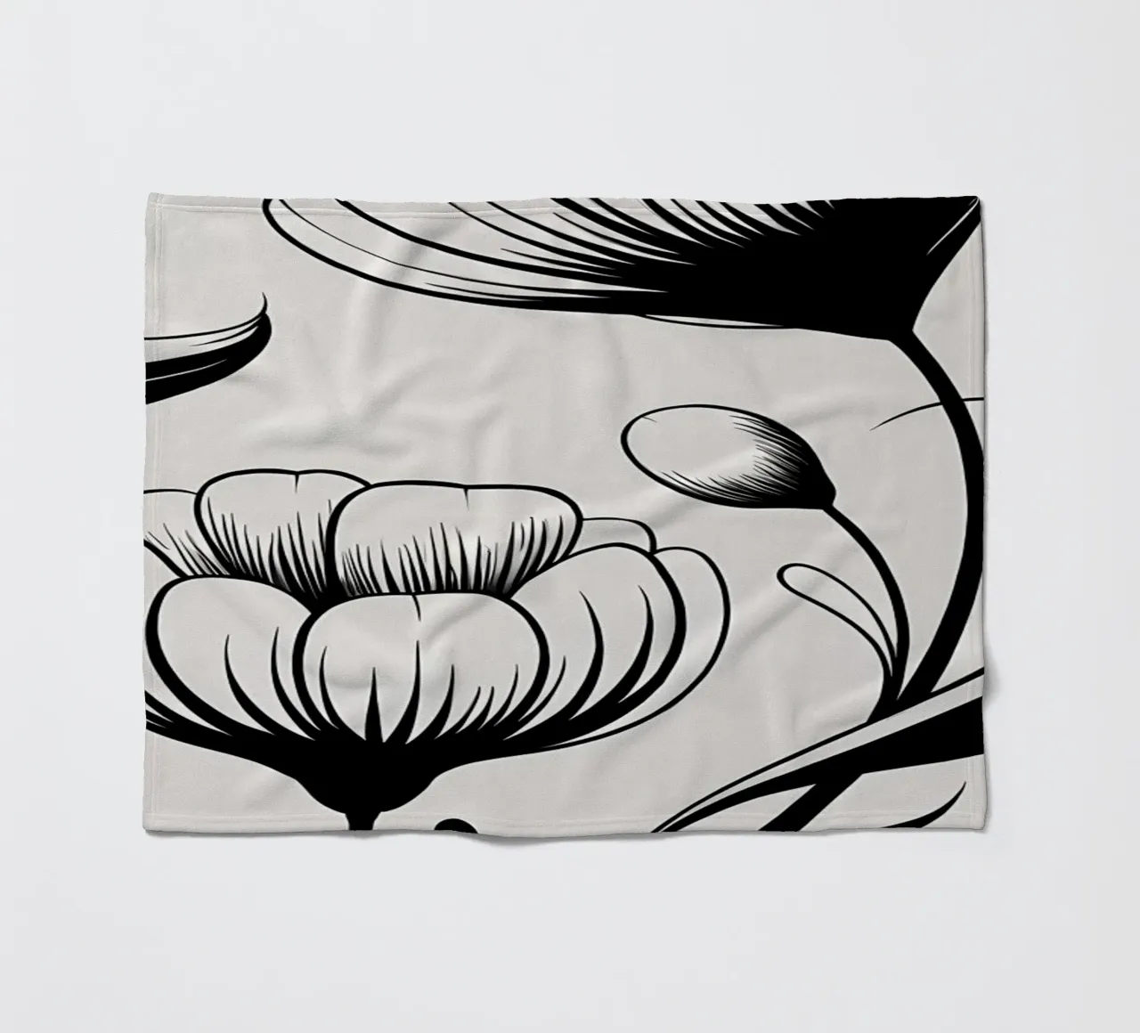 Illustrazione floreale in bianco e nero coperta in pile da Nicholas Campbell