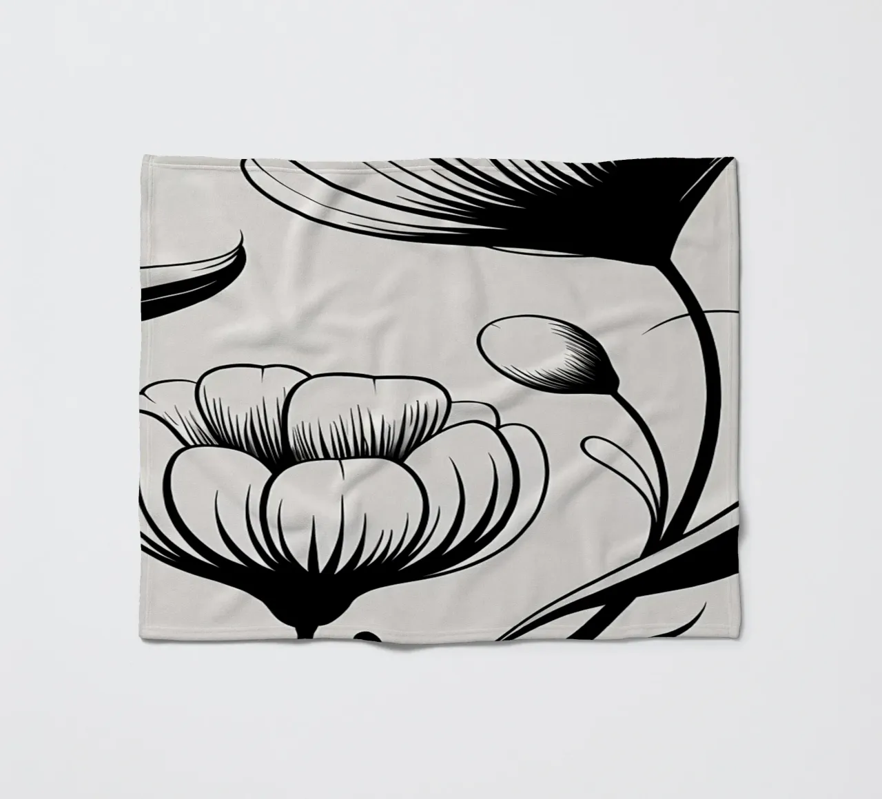 Illustrazione floreale in bianco e nero coperta in pile da Nicholas Campbell