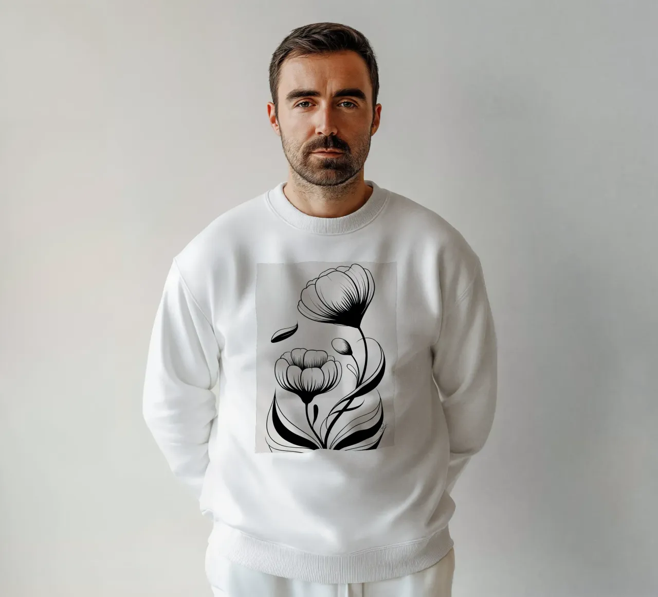 Illustrazione floreale in bianco e nero felpa da Nicholas Campbell
