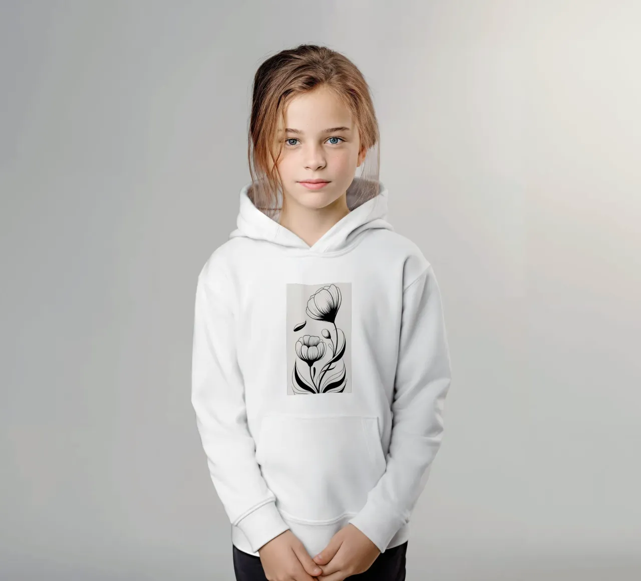 Illustrazione floreale in bianco e nero felpa bambino con cappuccio da Nicholas Campbell