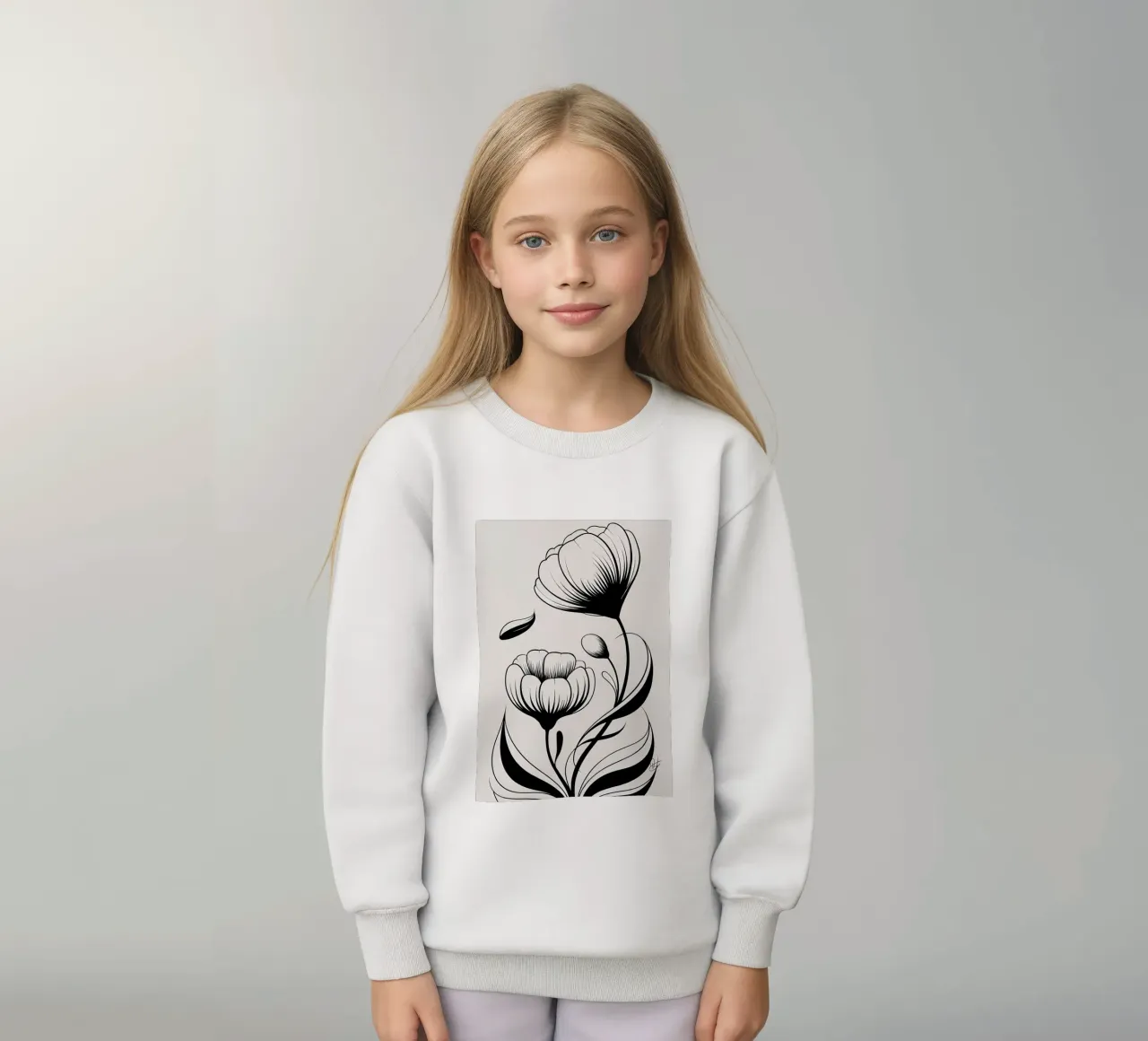 Illustrazione floreale in bianco e nero felpa bambino da Nicholas Campbell