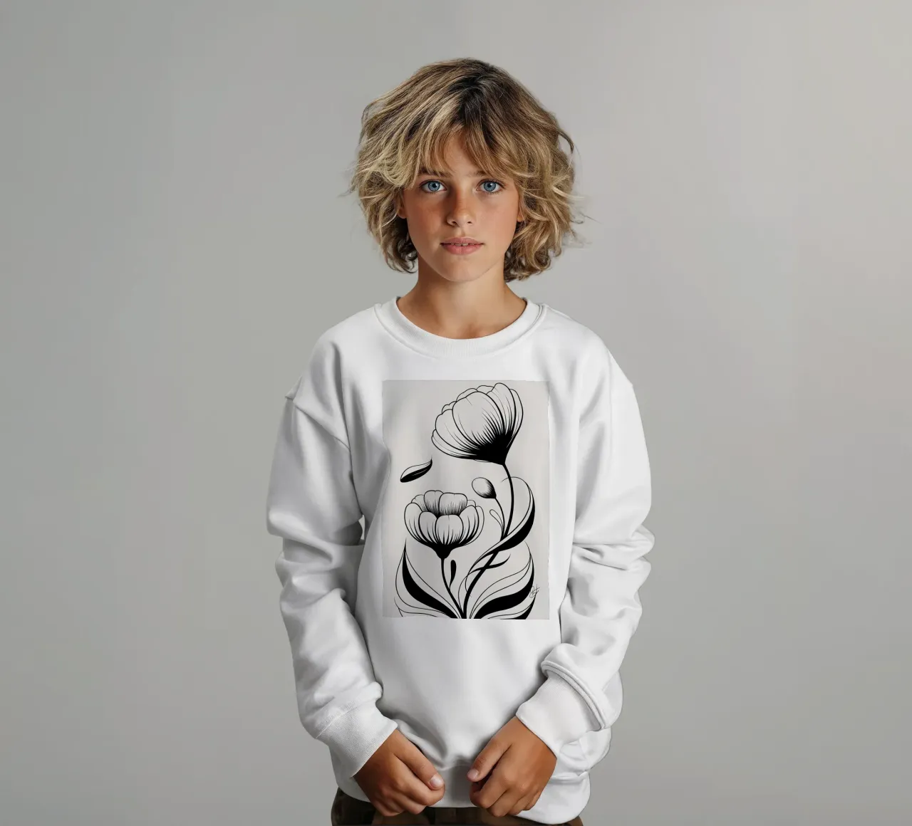 Illustrazione floreale in bianco e nero felpa bambino da Nicholas Campbell