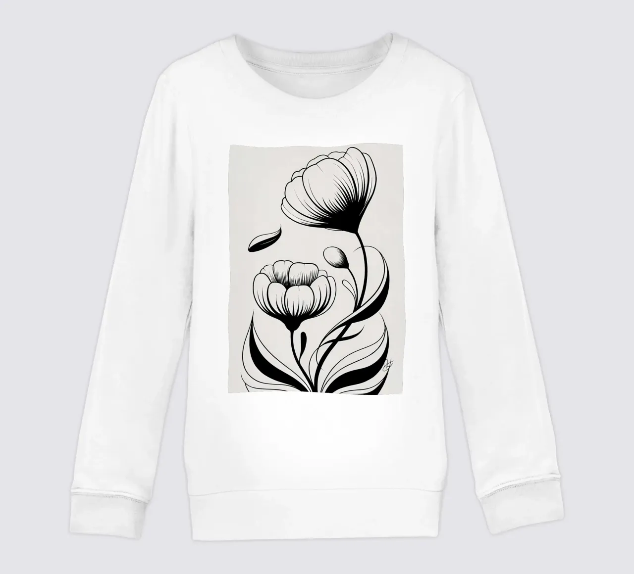 Illustrazione floreale in bianco e nero felpa bambino da Nicholas Campbell
