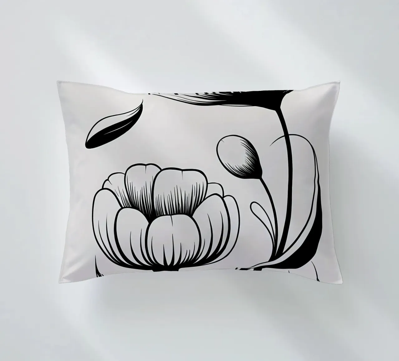 Illustrazione floreale in bianco e nero cuscino da Nicholas Campbell