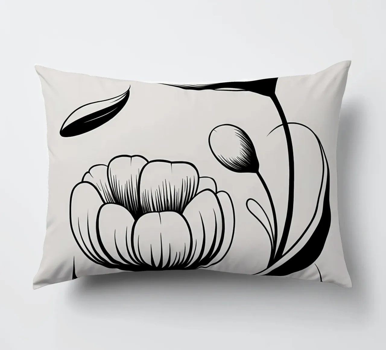 Illustrazione floreale in bianco e nero cuscino da Nicholas Campbell