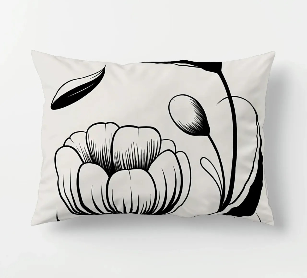 Illustrazione floreale in bianco e nero cuscino da Nicholas Campbell