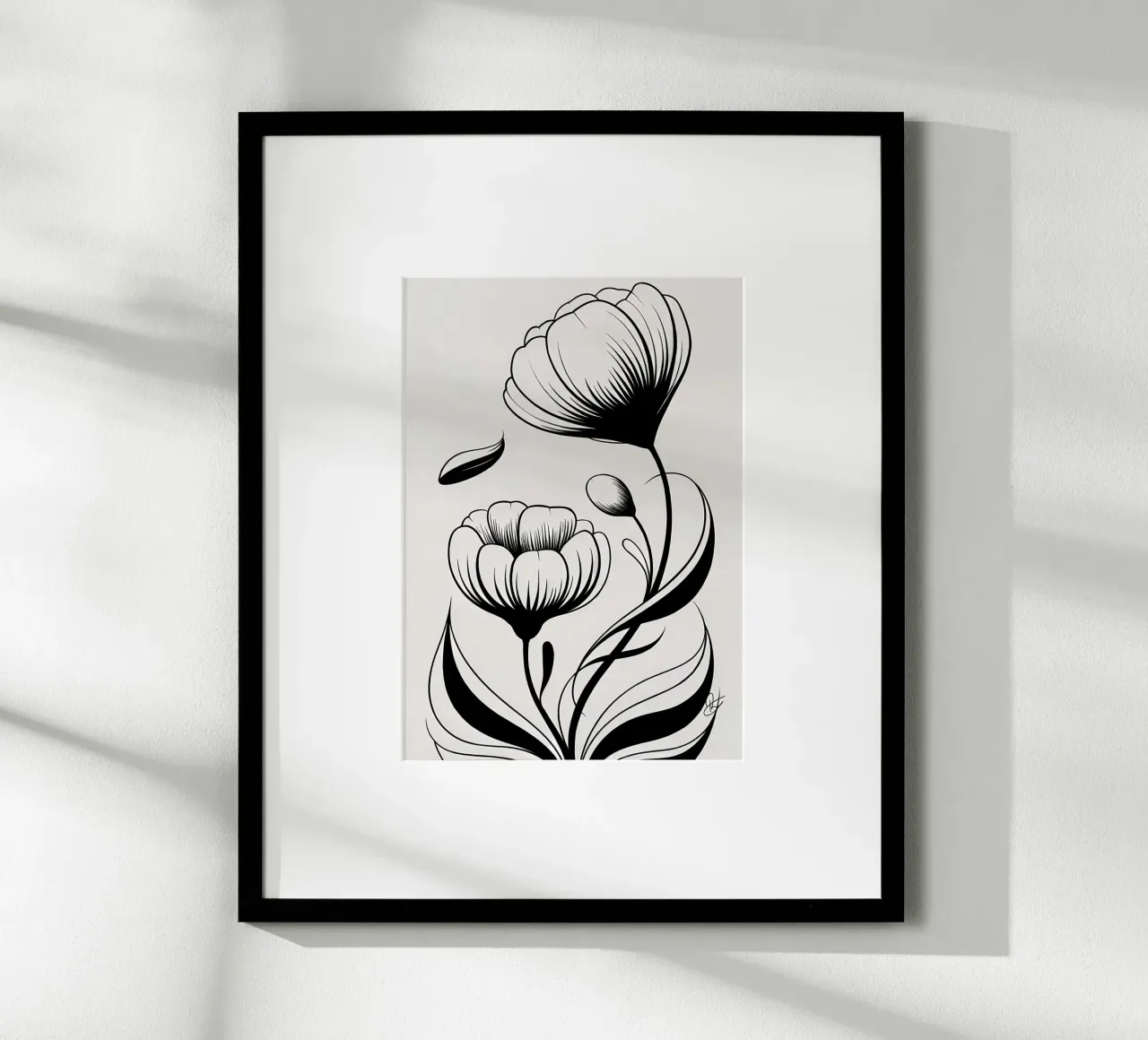 Illustrazione floreale in bianco e nero carta hahnemühle da Nicholas Campbell