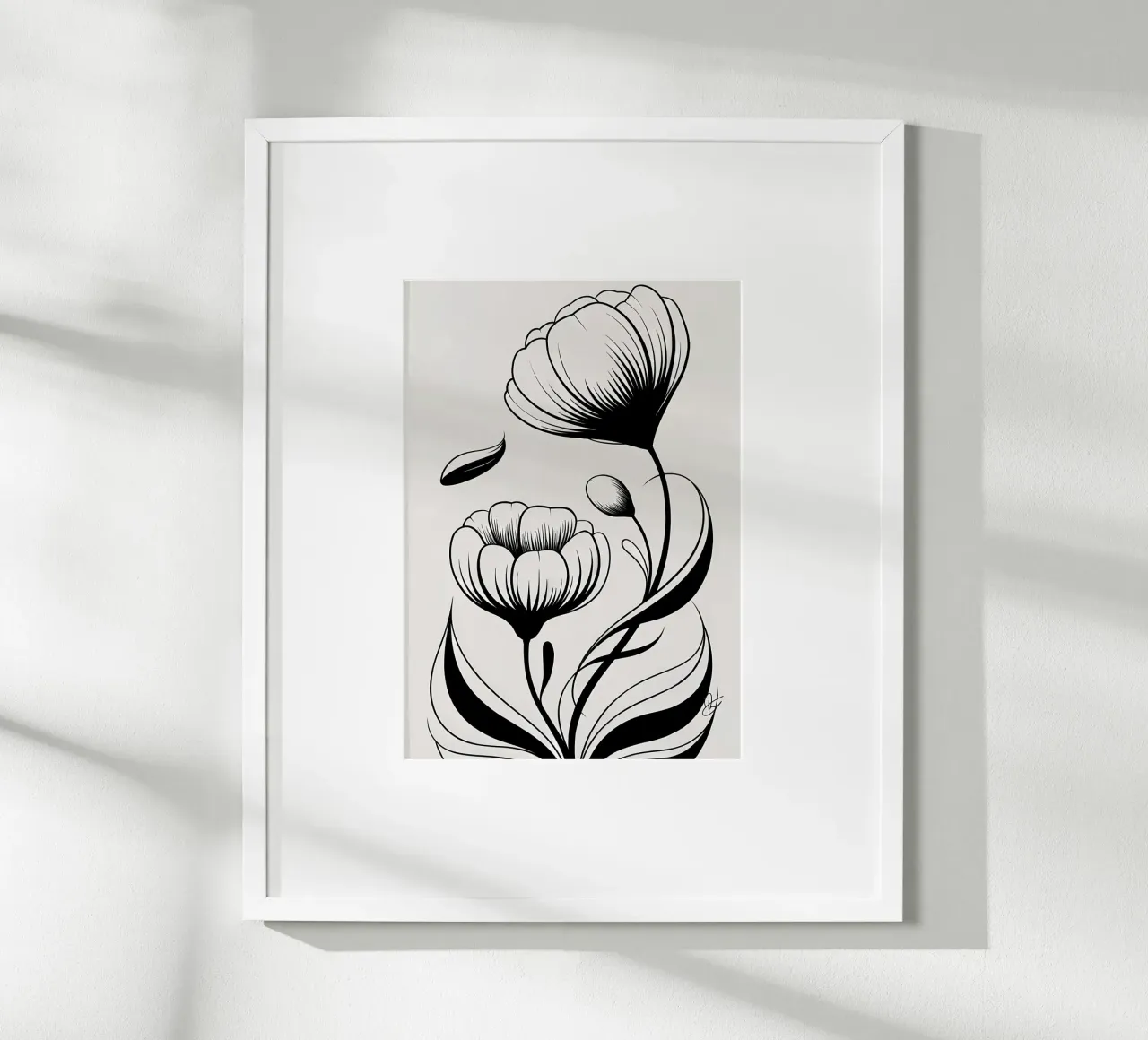 Illustrazione floreale in bianco e nero carta hahnemühle da Nicholas Campbell