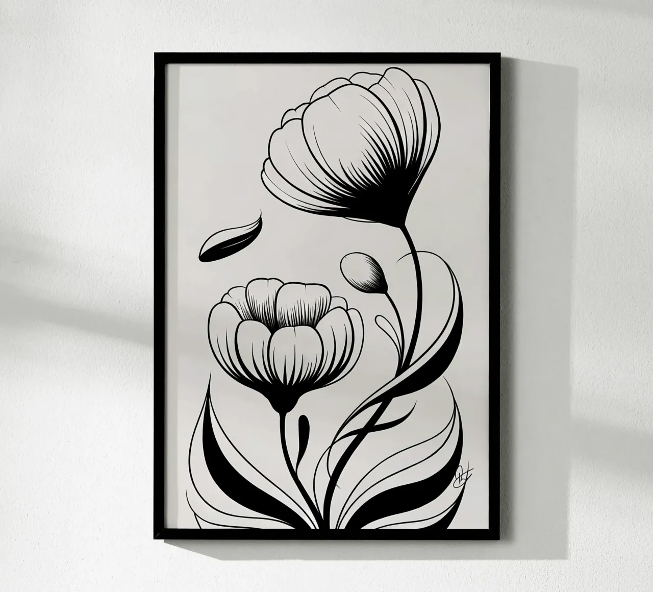 Illustrazione floreale in bianco e nero carta hahnemühle da Nicholas Campbell