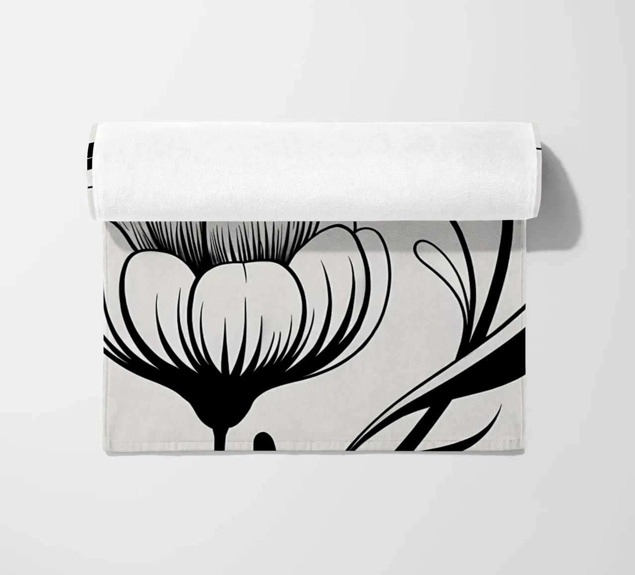 Illustrazione floreale in bianco e nero telo mare da Nicholas Campbell