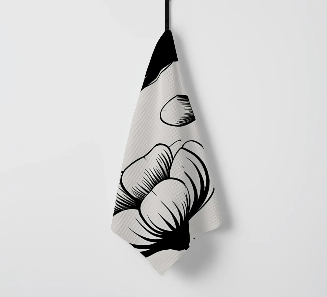 Illustrazione floreale in bianco e nero canovaccio da cucina da Nicholas Campbell