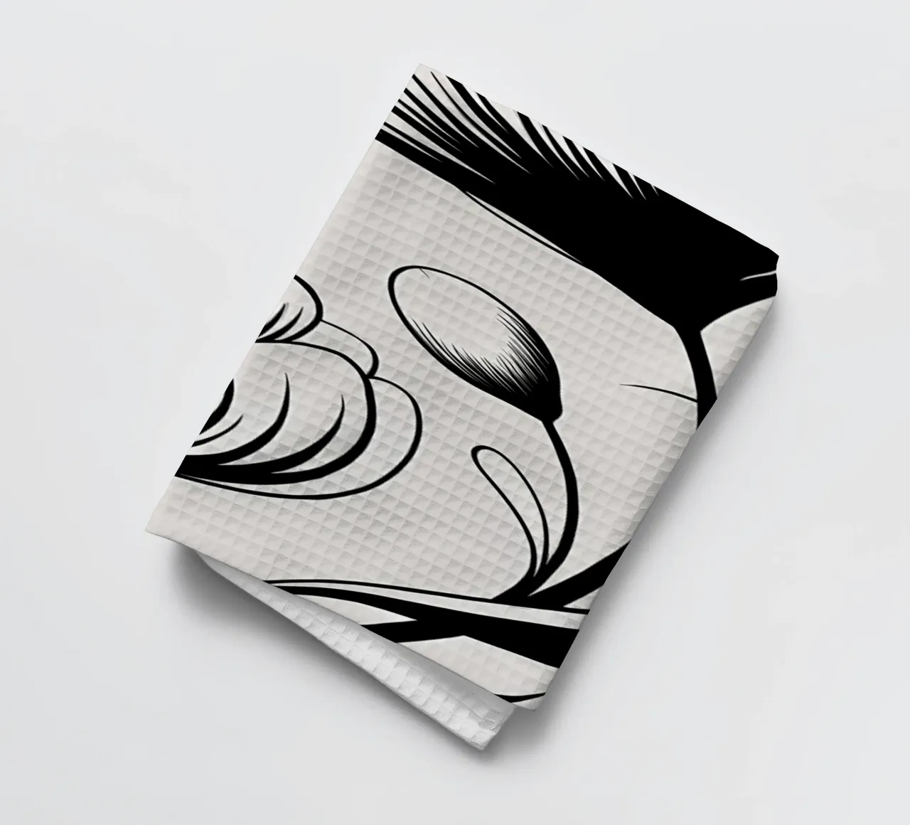 Illustrazione floreale in bianco e nero canovaccio da cucina da Nicholas Campbell