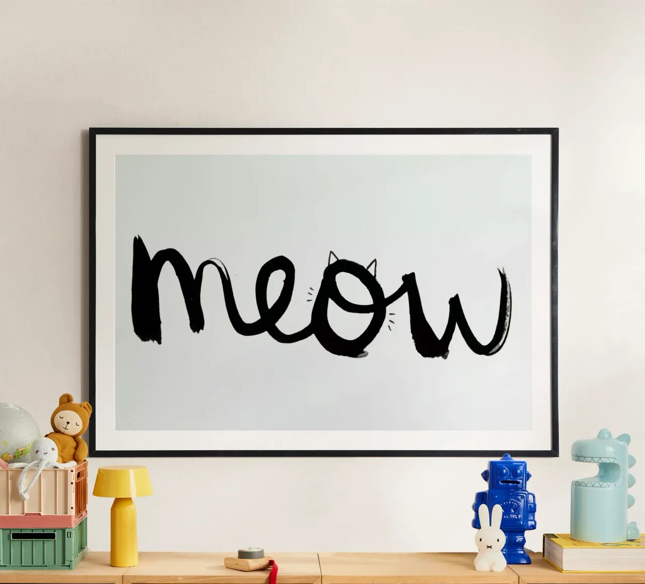 Meow poster con telaio in legno da Dead Language