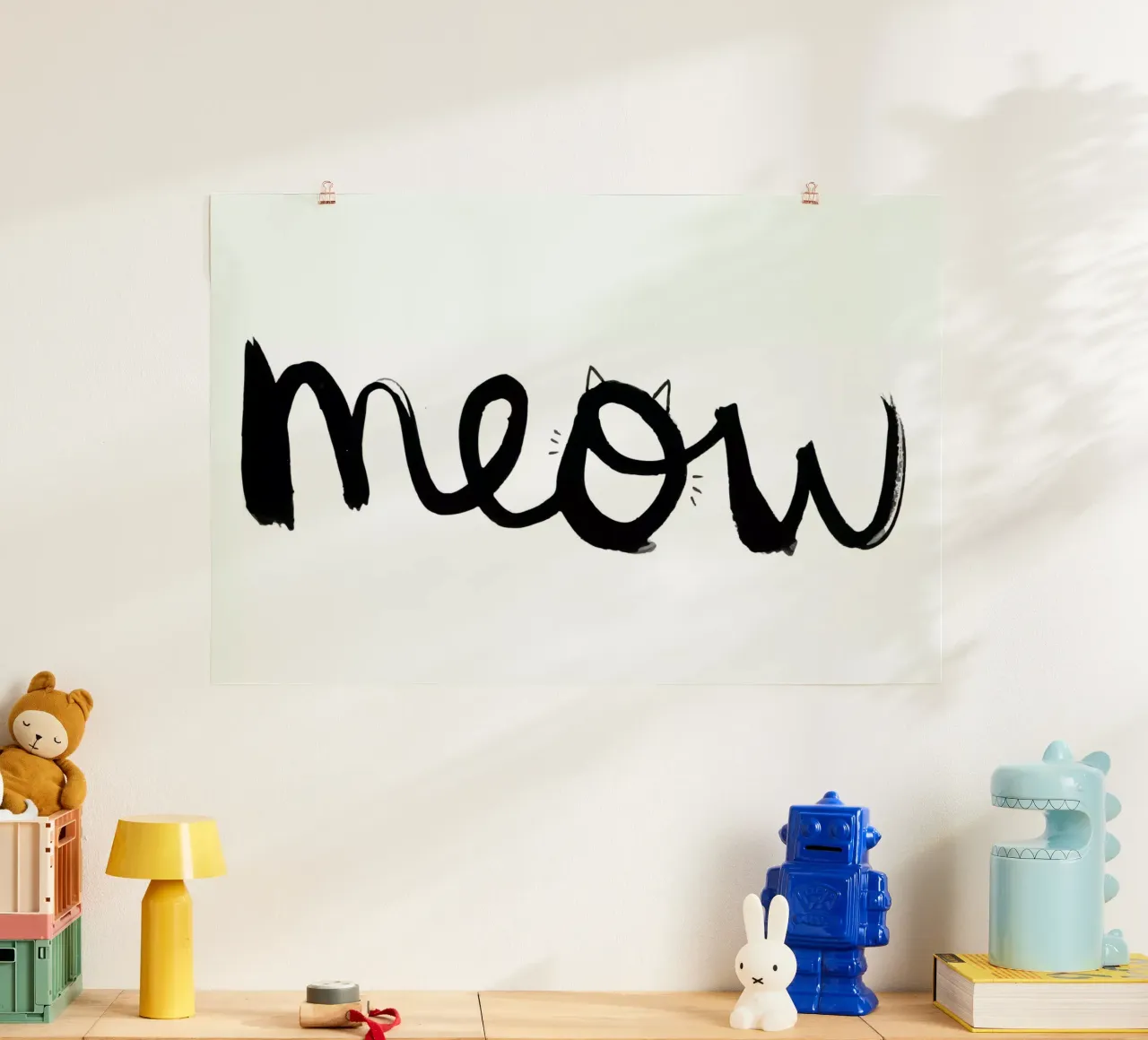 Meow poster con telaio in legno da Dead Language