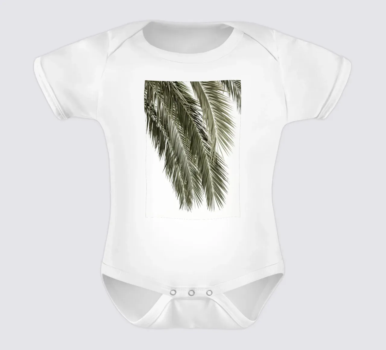 Palm Tree Leaves short-sleeve baby romper by Matthew Katz