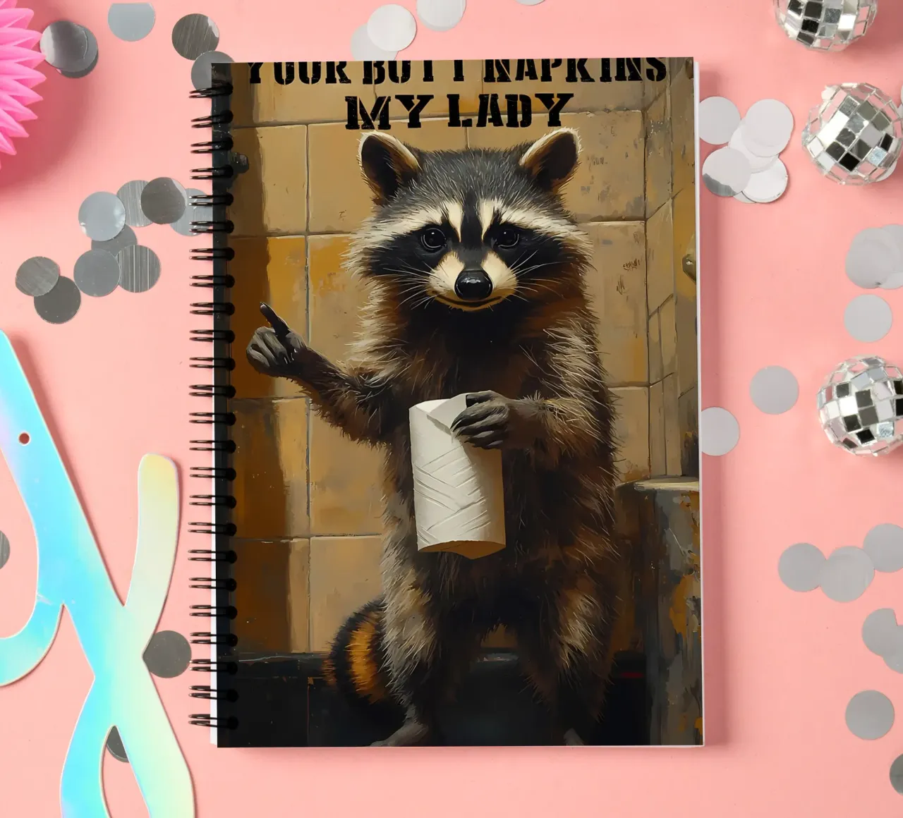 Your Butt Napkins My Lady spiral notebook by Adrian Patel